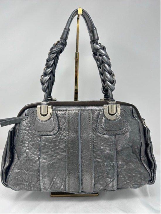 Chloé Handbags - Chloé Heloise Metallic Silver Leather Satchel Bag Authenticated